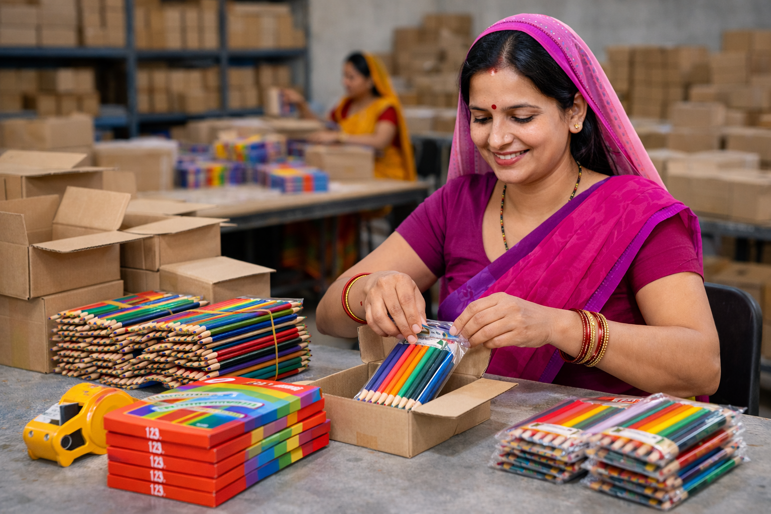 Pencil eraser packing box work